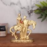 Love Couple Sitting on Horse Showpiece Statue