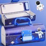 Plastic Kids Pen&Pencil Box Suitcase Style Password Lock Pencil Case - Image 4