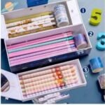 Plastic Kids Pen&Pencil Box Suitcase Style Password Lock Pencil Case - Image 2