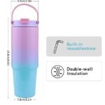Vacuum Insulated Tumbler Double Wall Water Bottle for Party Road Travel Blue - Image 2